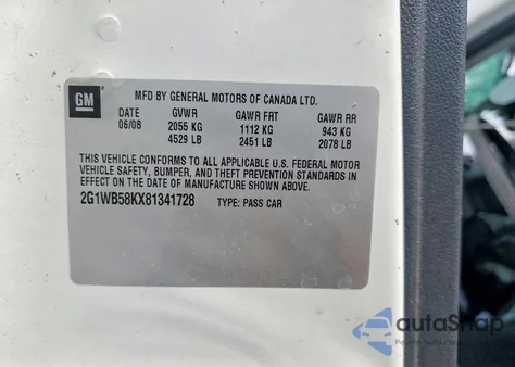 2008 Chevrolet Impala Ls z USA, uszkodzony, nr VIN 2G1WB58KX81341728